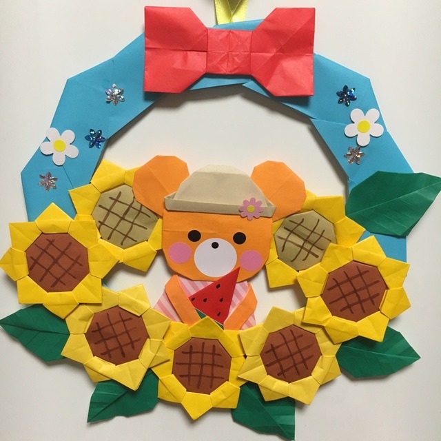 【みんなの投稿】ドア飾り  夏おりがみリース