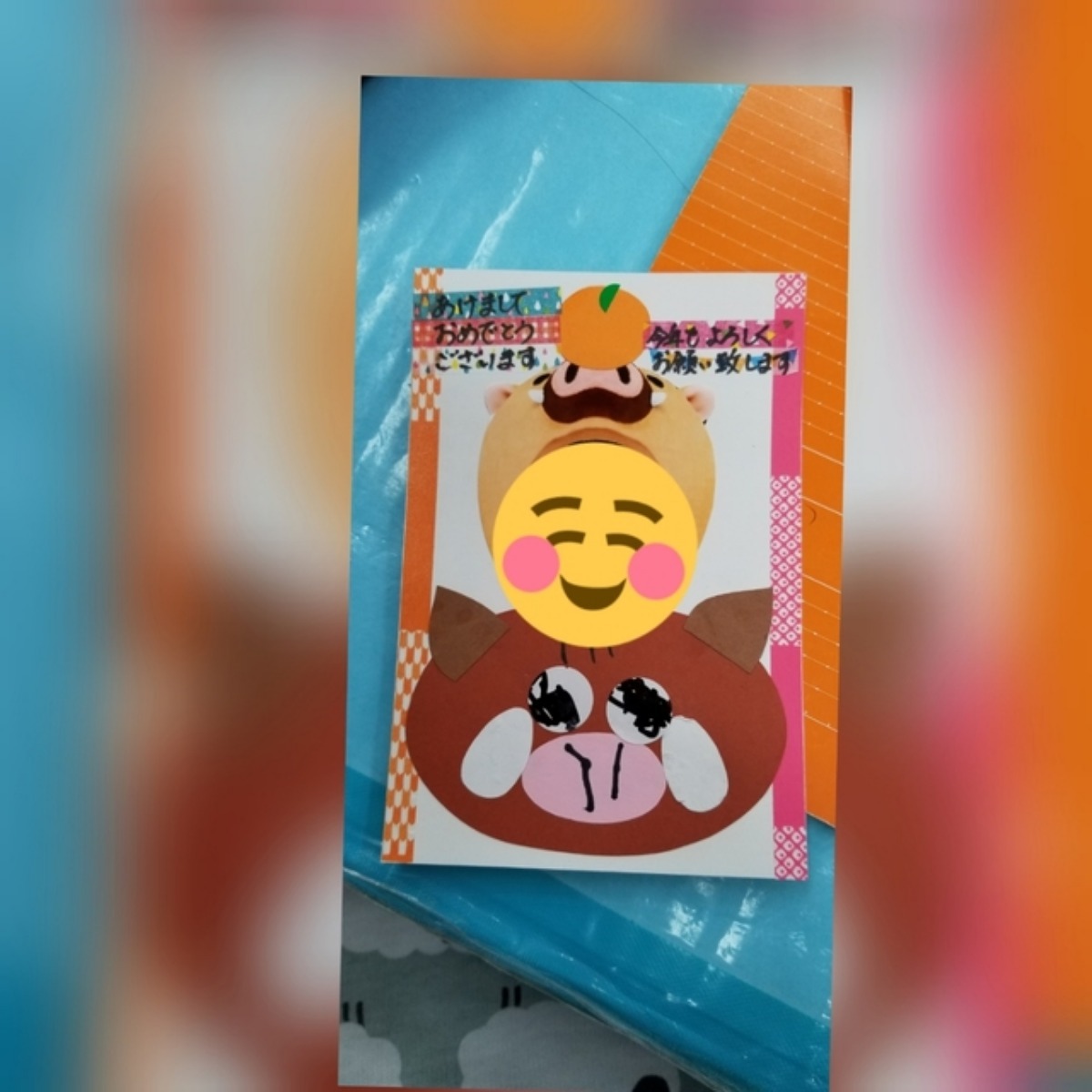 【みんなの投稿】2019年賀状製作1歳時記児