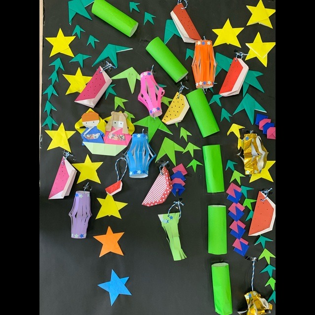 【みんなの投稿】七夕の壁画です。🎋