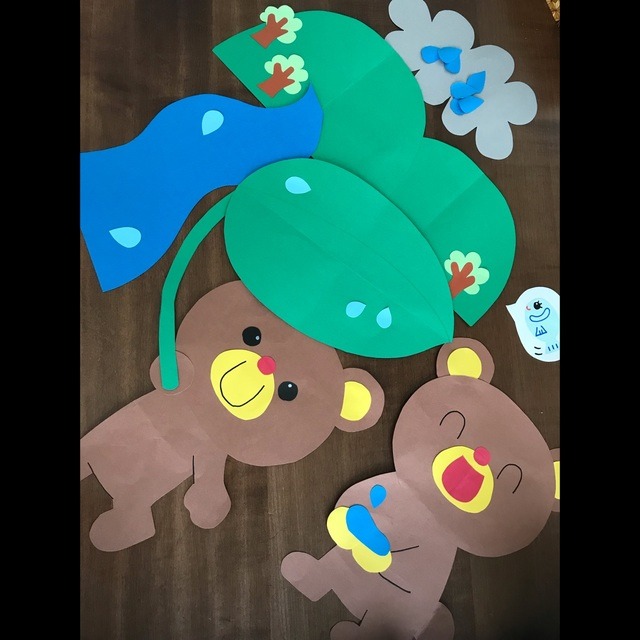 【みんなの投稿】【ペープサート】 雨降りくまのこ