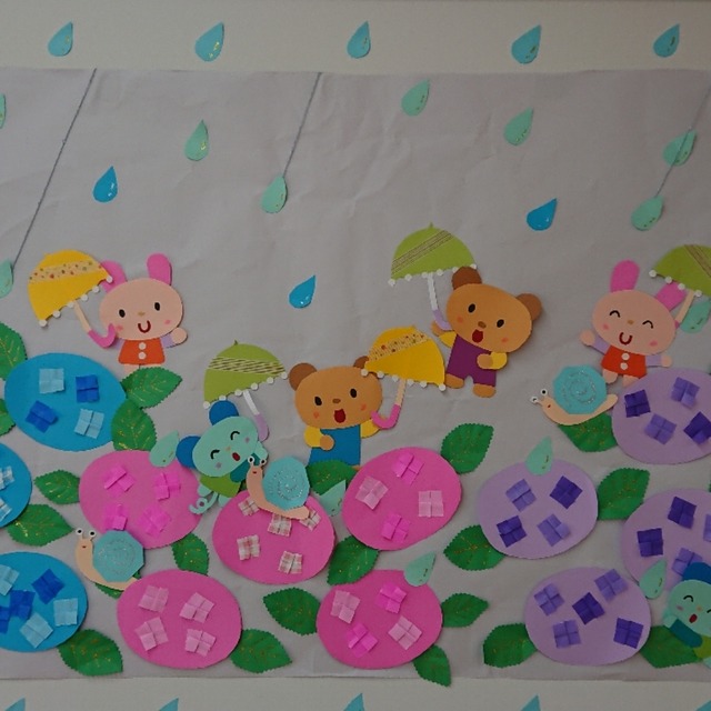 【みんなの投稿】梅雨の頃の壁面飾り