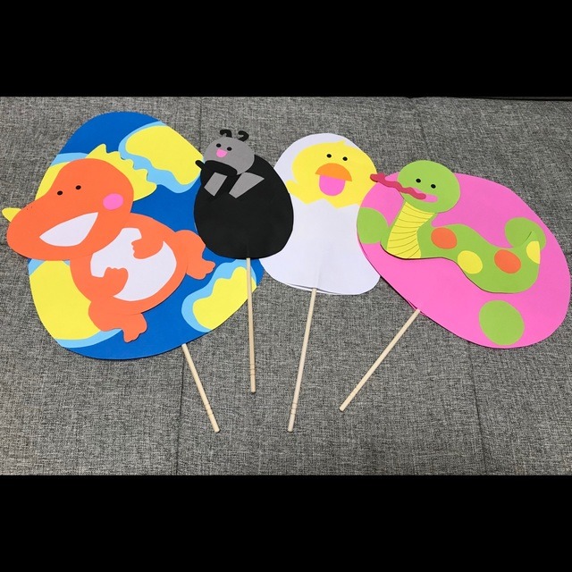 【みんなの投稿】【まあるいたまごのペープサート🐣】