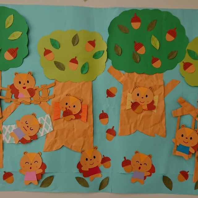 【みんなの投稿】秋の壁面飾りです‼️