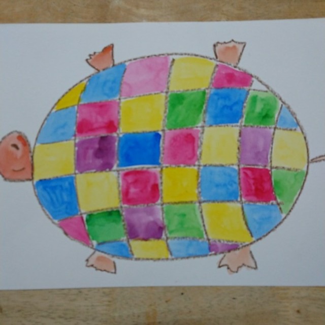 【みんなの投稿】カメ🐢さん❗絵の具遊び