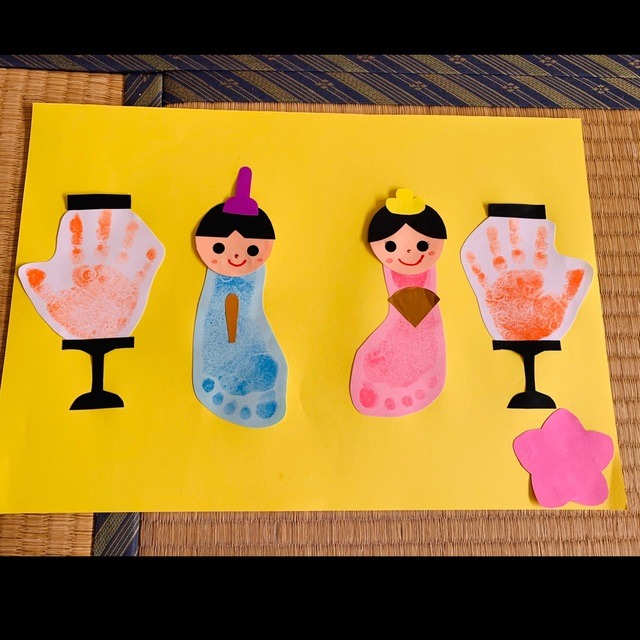 【みんなの投稿】0歳児🌸ひなまつり🌸足型・手型🌸