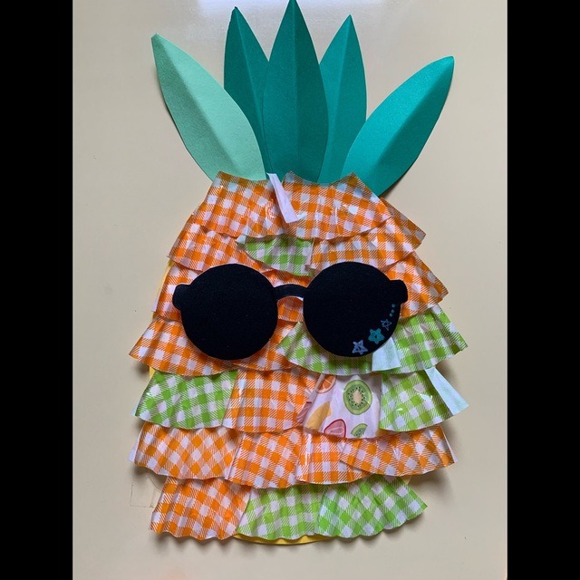 【みんなの投稿】2歳児。夏の製作。パイナップル。 【みんなの投稿】2歳児。夏の製作。パイナップル。