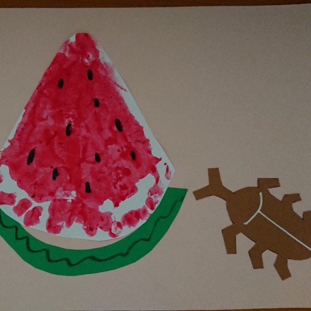 【みんなの投稿】足形でスイカ🍉 【みんなの投稿】足形でスイカ🍉
