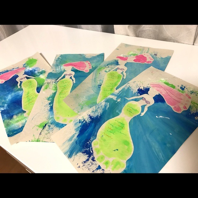 【みんなの投稿】足形アート×フィンガーペイントの海