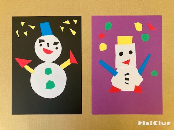 ゆきだるまのチョキチョキ福笑い～切る・貼る遊び～