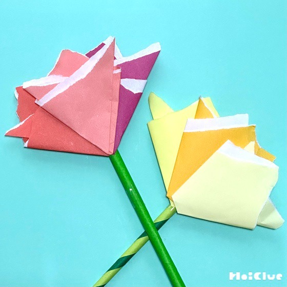 折り紙びりびりカーネーション〜味わいあるお花が生まれる製作遊び〜