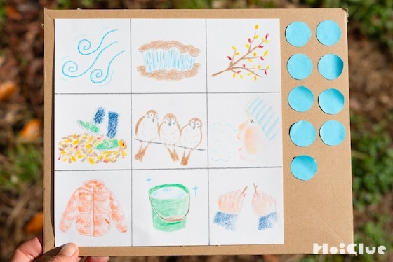 耳をすまして楽しむ、冬の音探しビンゴ〜素材／画用紙〜